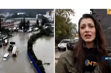 NTV muhabirine canlı yayında İETT otobüsünün aynası çarptı