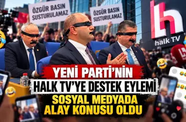 Yeni Parti'nin  Halk TV’ye destek eylemi sosyal medyada alay konusu oldu